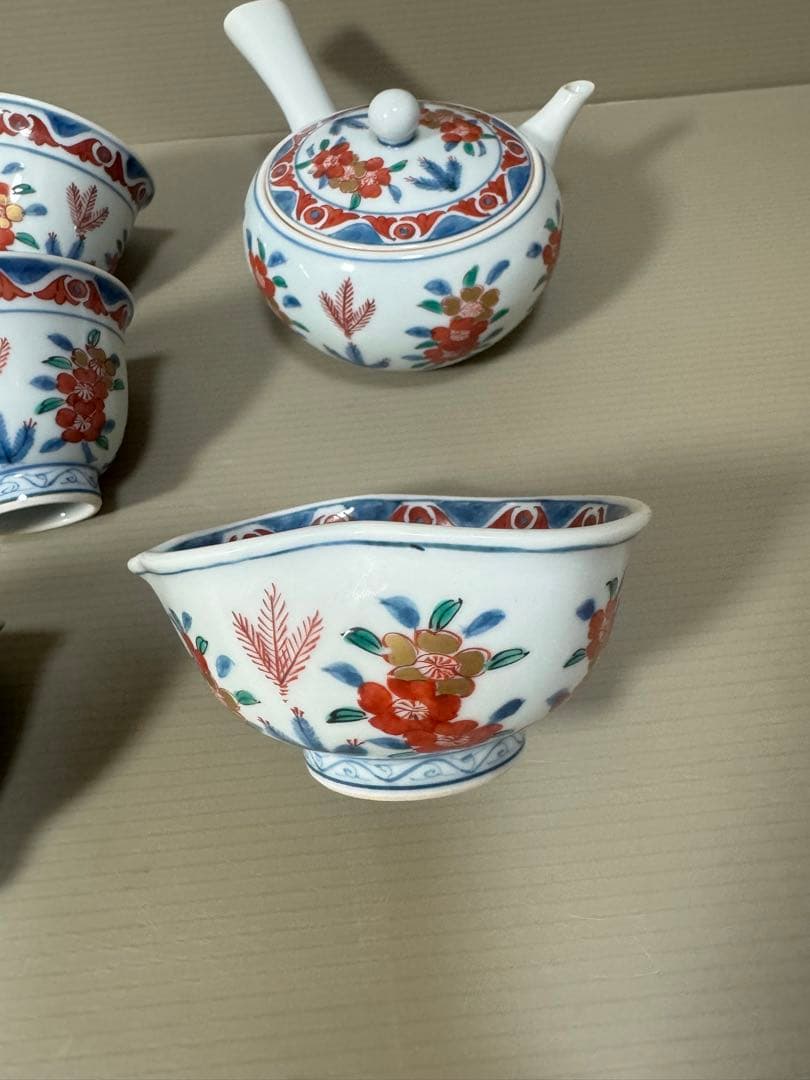 2169源右衛門古伊万里風桜図玉露茶器セット急須1客湯冷し