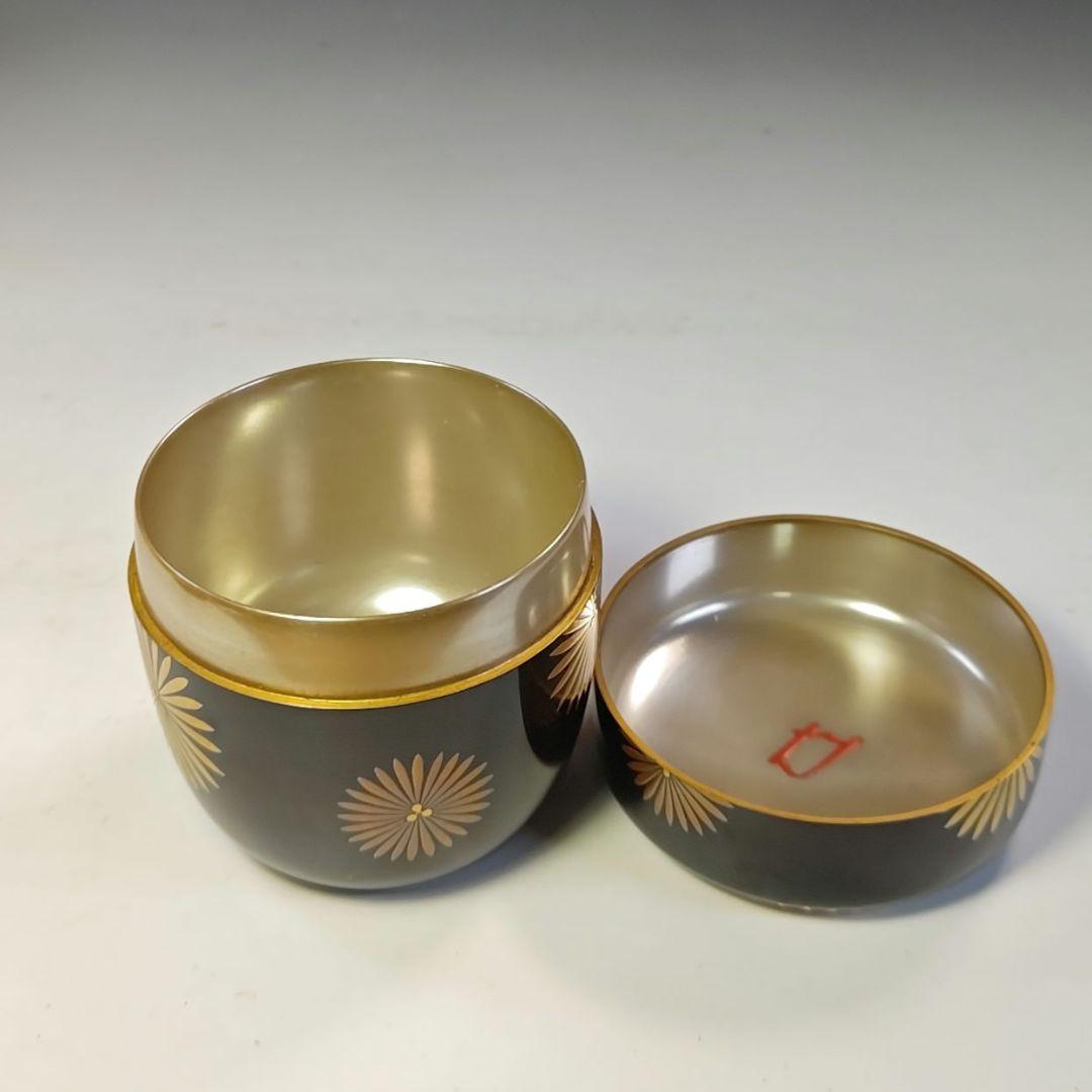 イ806 棗『村田宗覚作』『而妙斎 花押 極箱 唐松蒔絵 内