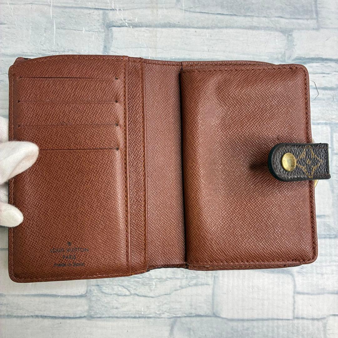 美品50 VUITTON ルイヴィトン モノグラム 二つ折り財布 がま口 ku8