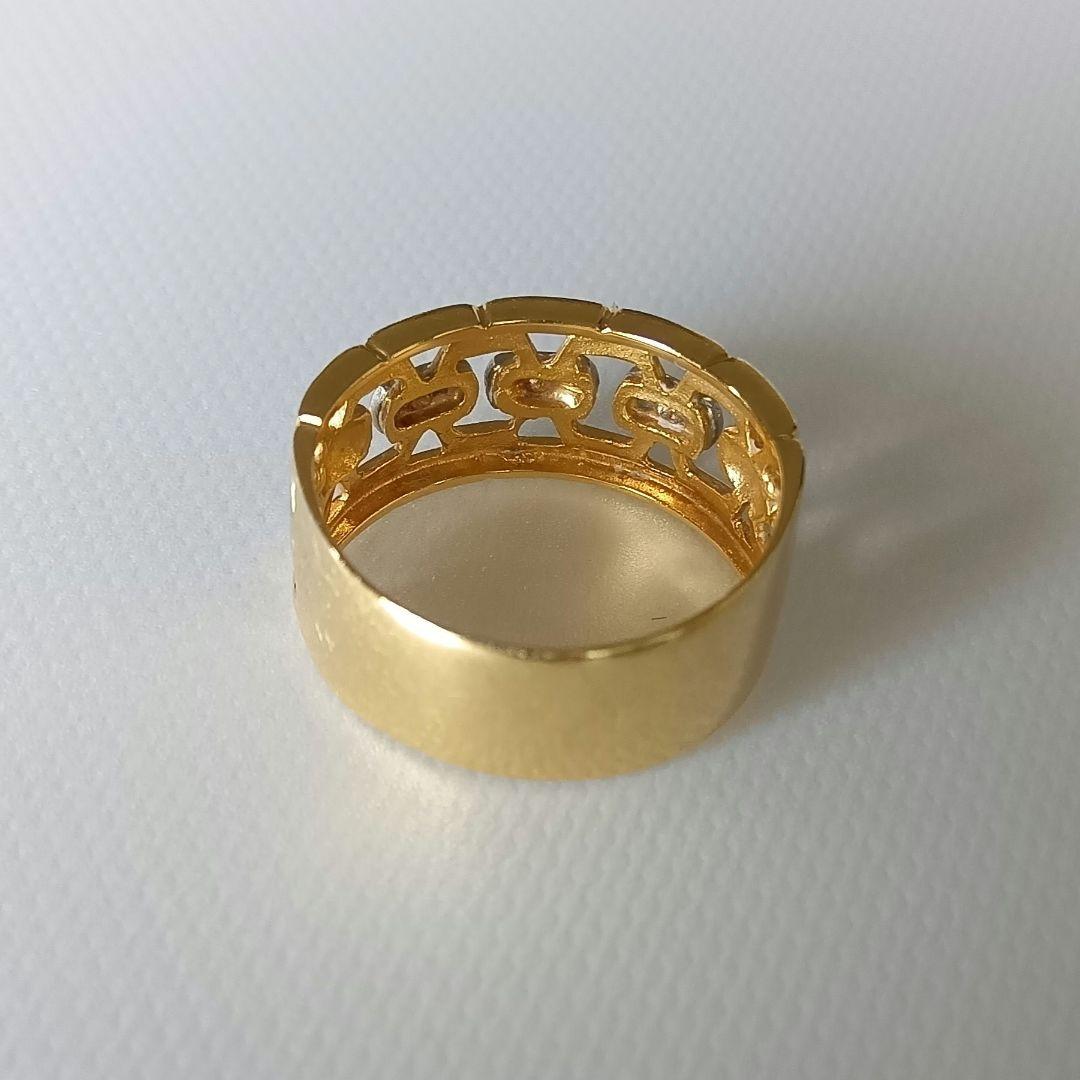 K18xPt900 コンビリング メレダイヤ3石 0.02ct