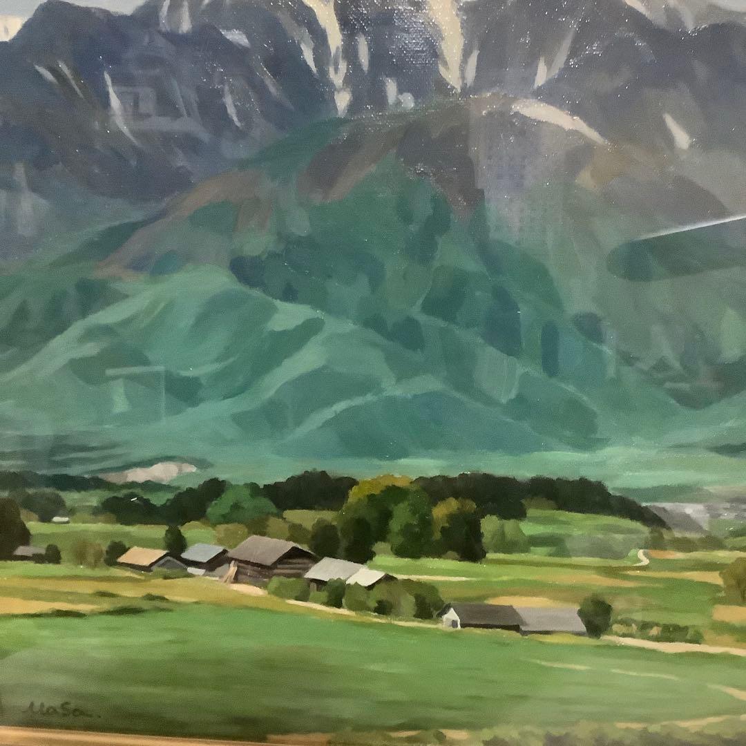 【真作】　池田正文　（甲斐路初夏）　油絵　8号　師:安井曾太郎 芸大油画科卒