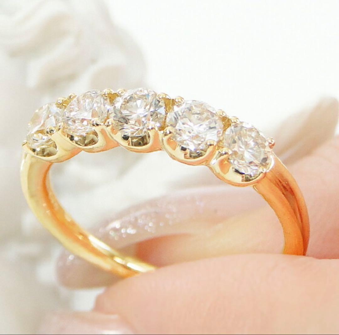 classic chess K18 0.9ct大粒ダイヤ ハーフエタニティリング