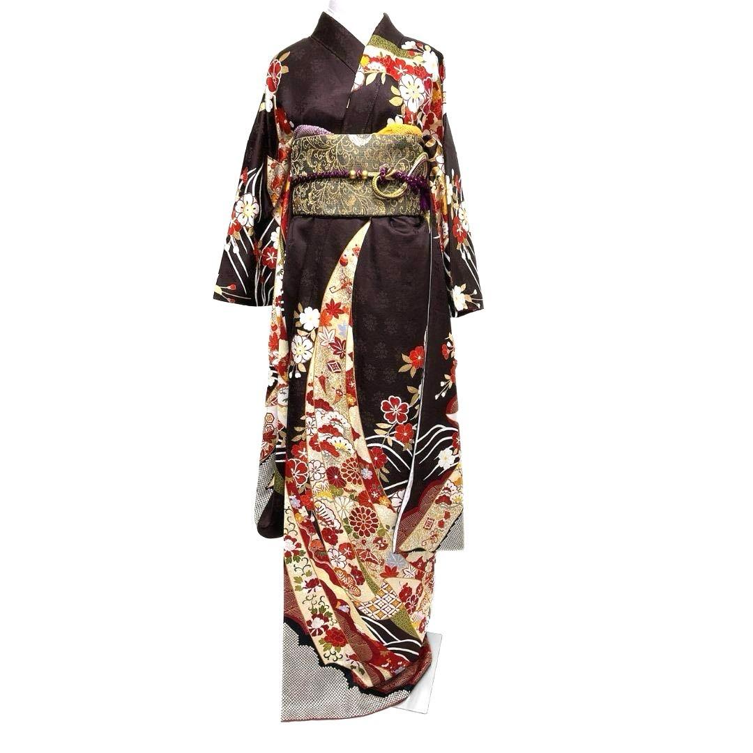 振袖アンティーク金駒刺繍金彩華紋成人式 晴れの日 着物 045a p