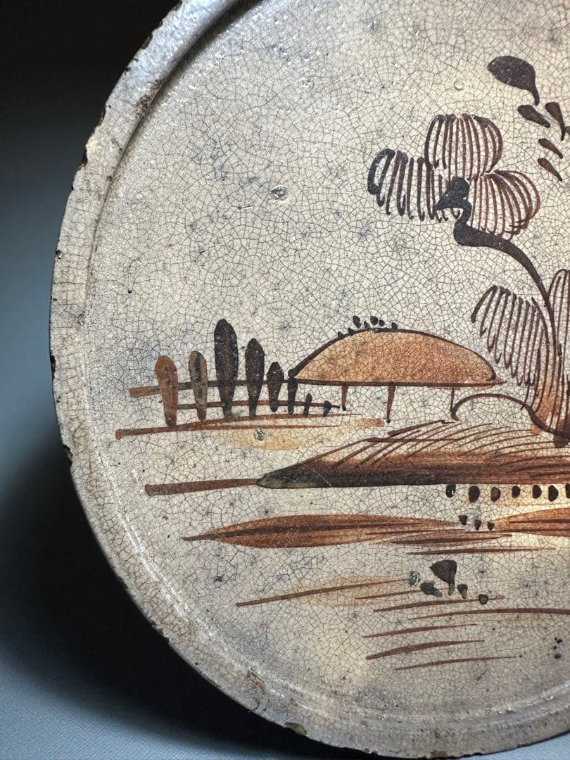 瀬戸　行燈皿　油皿　絵瀬戸　検索:灯火器　江戸時代後期