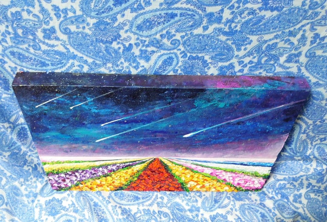 油絵 絵画【星空の花畑】