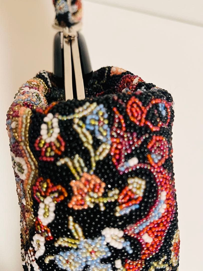 美品　総ビーズバッグ　昭和レトロ　和装　がま口