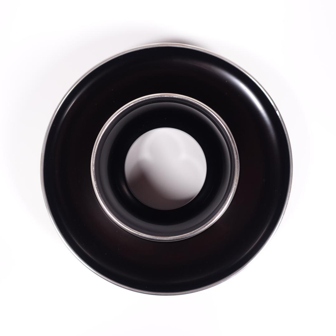 中村宗悦 尼崎台 真塗 銀覆輪 唐物天目台 共箱 蜈蚣印【天目茶碗】