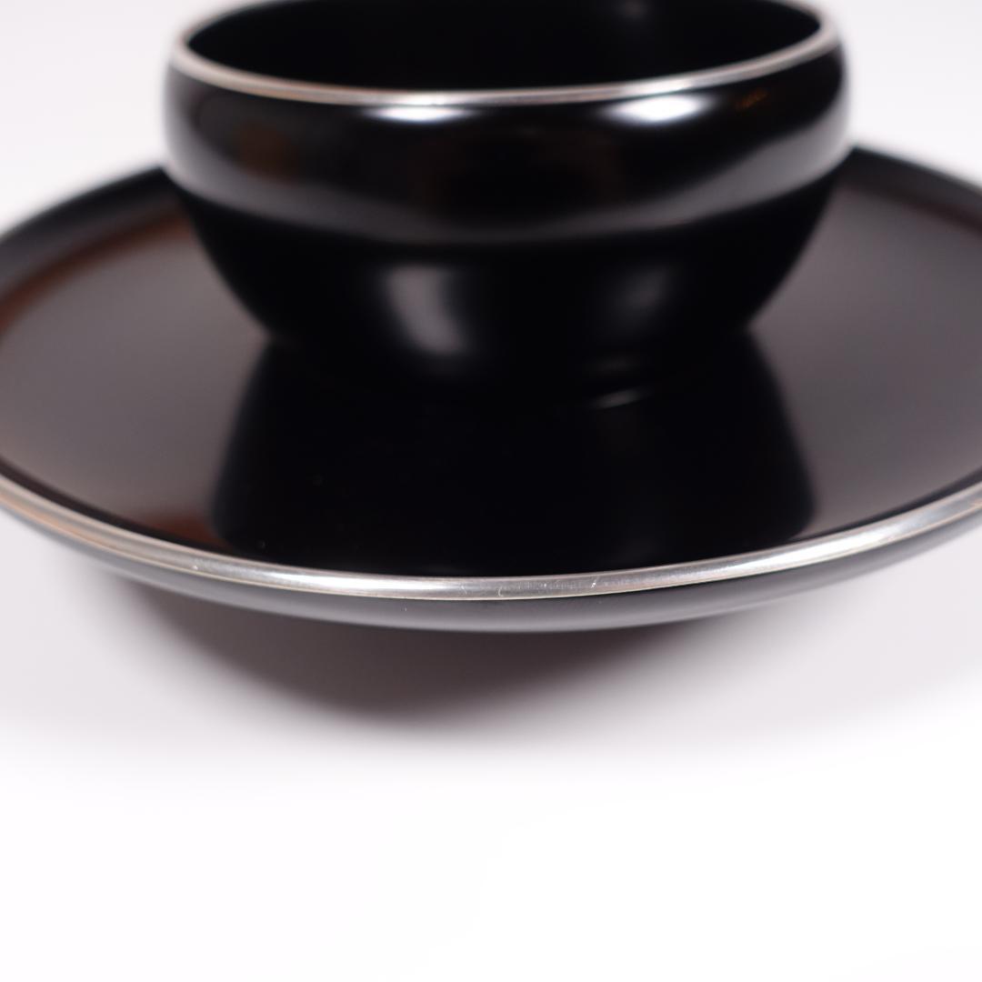 中村宗悦 尼崎台 真塗 銀覆輪 唐物天目台 共箱 蜈蚣印【天目茶碗】