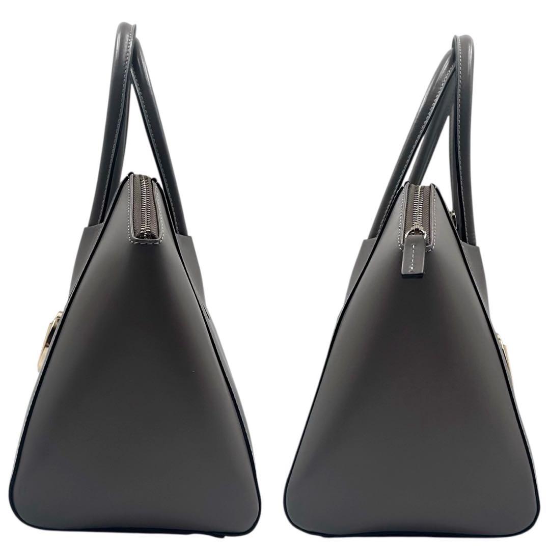 【良品】VALENTINO ハンドバッグ 2way Vロゴ サークルロゴ グレー