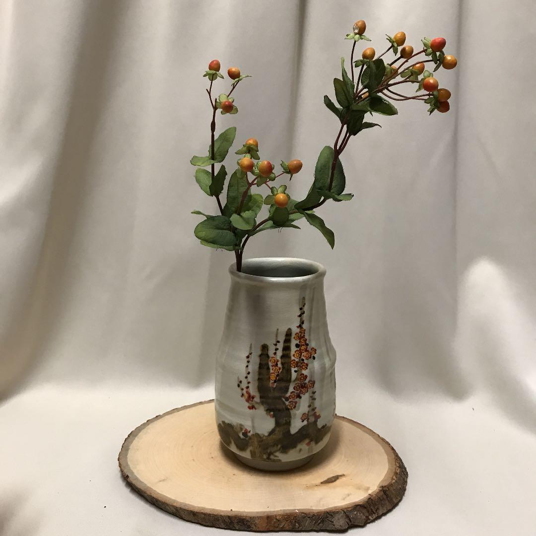 新品 京焼 六兵衛窯 花瓶 六代 清水六兵衛 梅菱花器