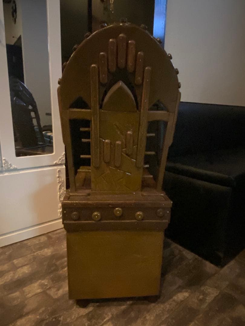 超希少 重厚なデザイン☆アンティーク ウッド チェア 便利な引き出し付