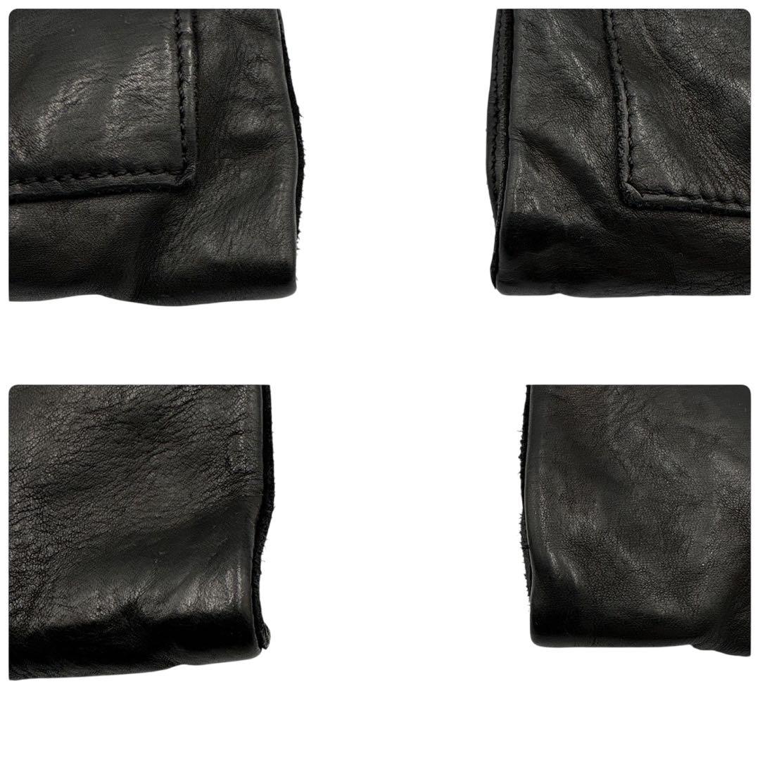 極美品 カンポマッジ スタッズ ショルダーバッグ 黒 レザー イタリア製