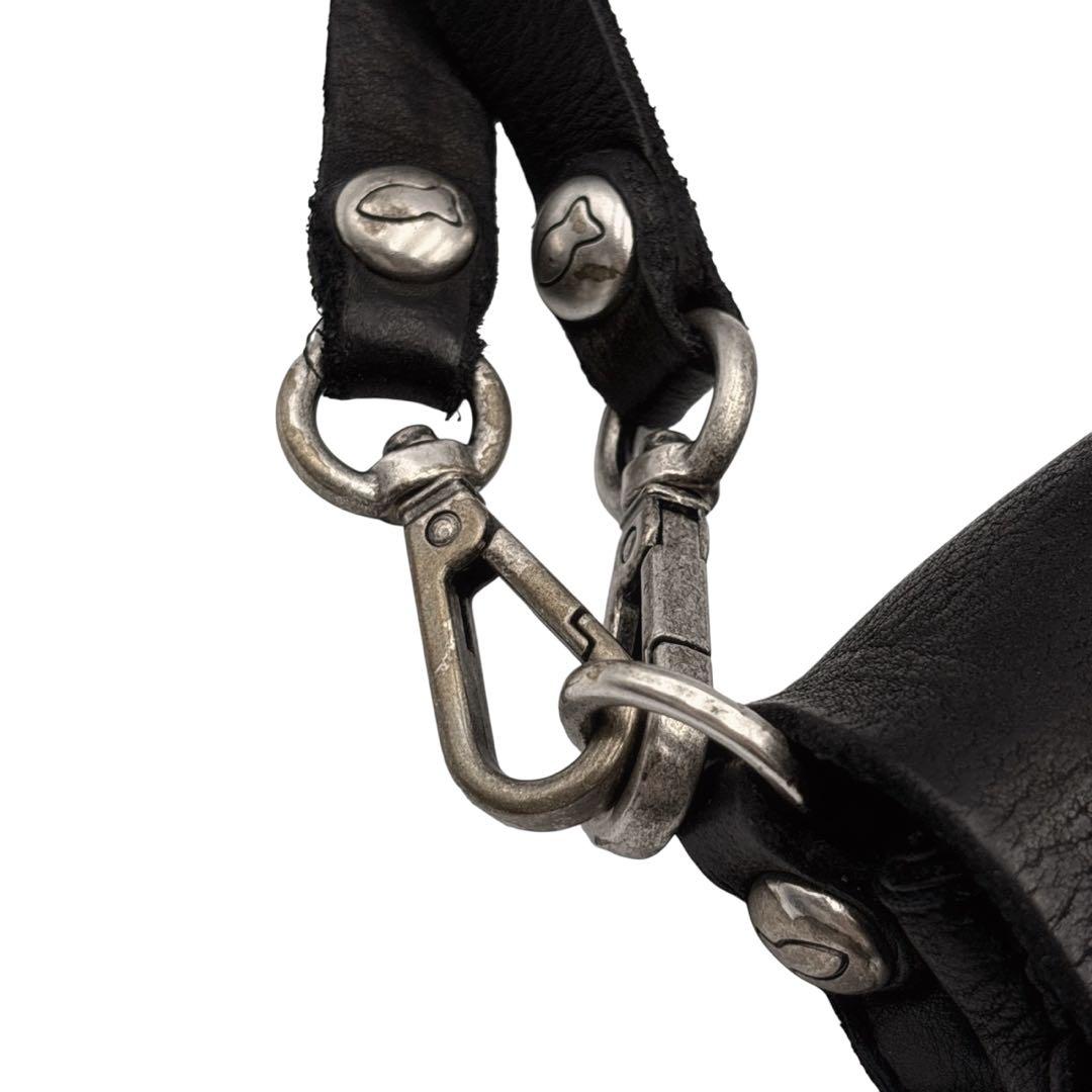 極美品 カンポマッジ スタッズ ショルダーバッグ 黒 レザー イタリア製