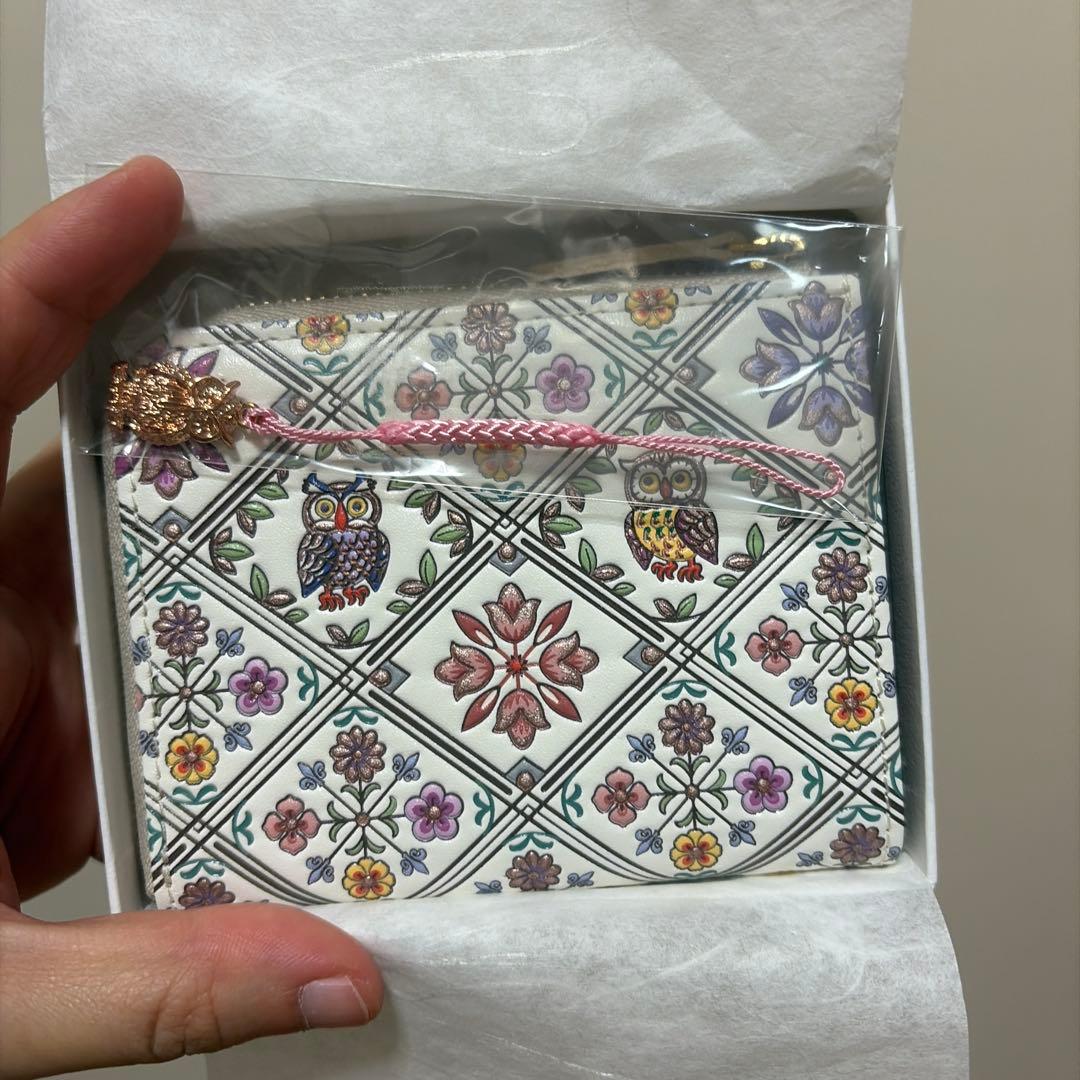 浅草文庫　フクロウと花のデザイン 財布　本革ケース　新品未使用