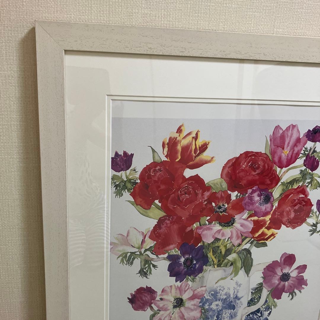 メアリーウディン　花　水彩画　 額装