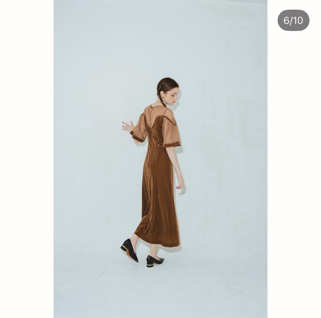 pinue ベロア×チュールドレス MARRON M - メルカリ