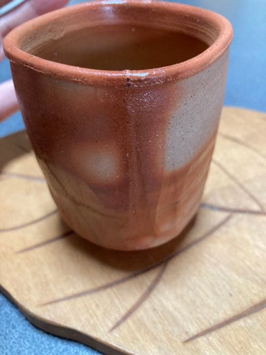 備前焼 有名作家 原田拾六作 緋襷湯呑み他界されましたのでなかなか