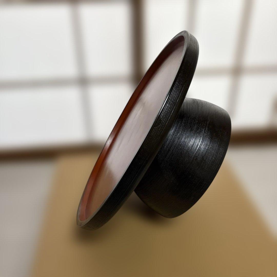 漆工房　大島　天然木　うるし塗　高脚卓盆 ⑤