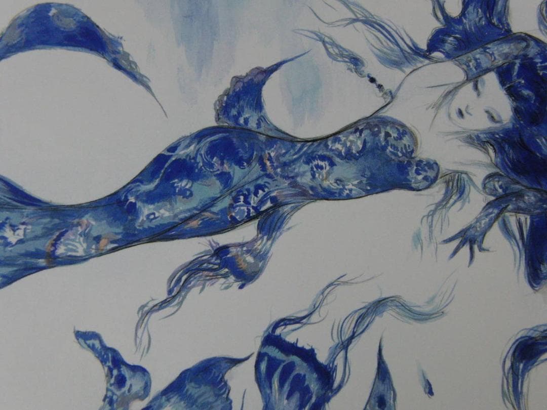 天野喜孝、【La Luna Blu】、希少な額装用画集より、新品額装付、状態良好