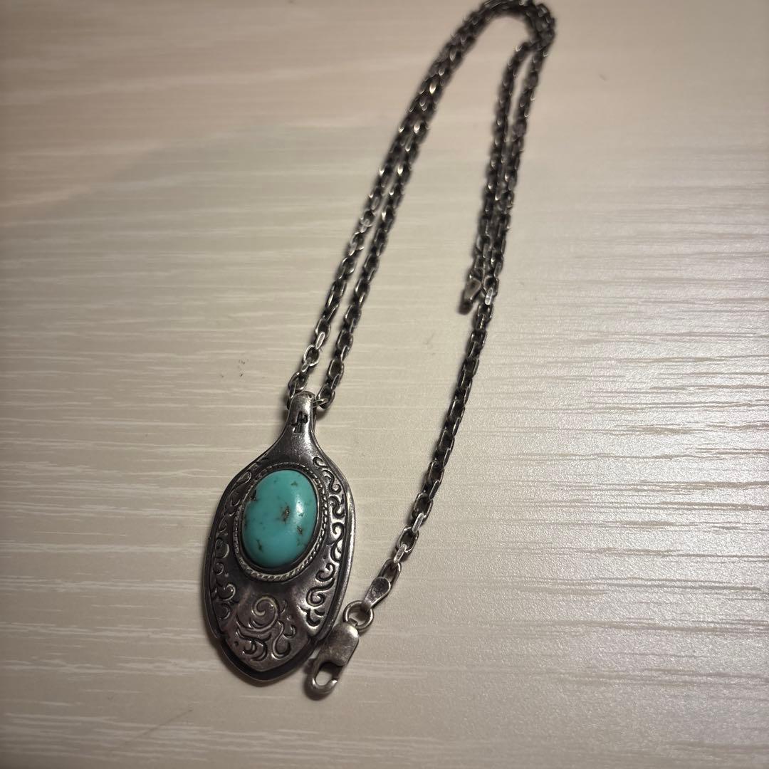 希少】ターコイズ シルバーネックレス Ramón del Sol ナバホ族-旬