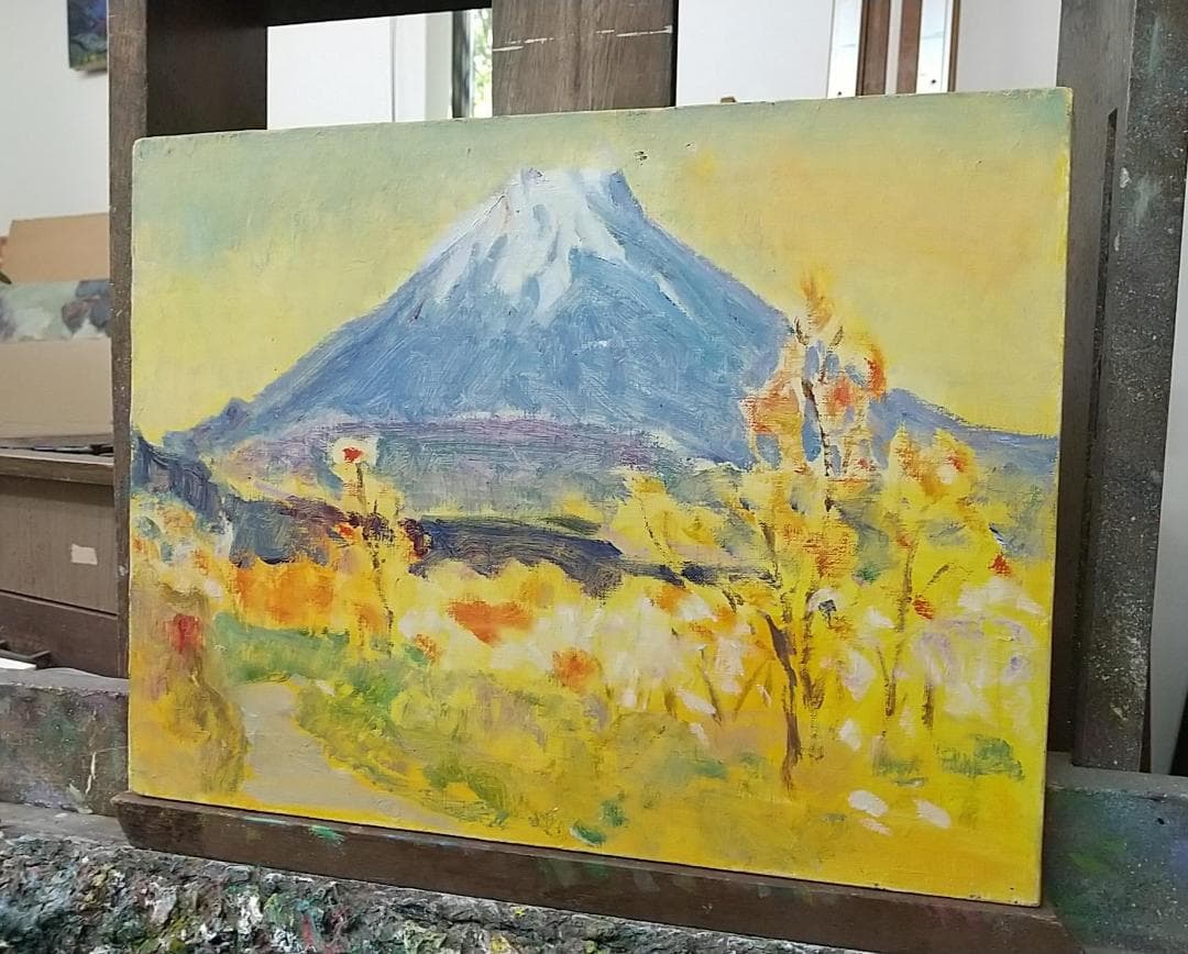 「本栖湖にて」F6 絵画 油絵 油彩画 アート 風景画 富士山