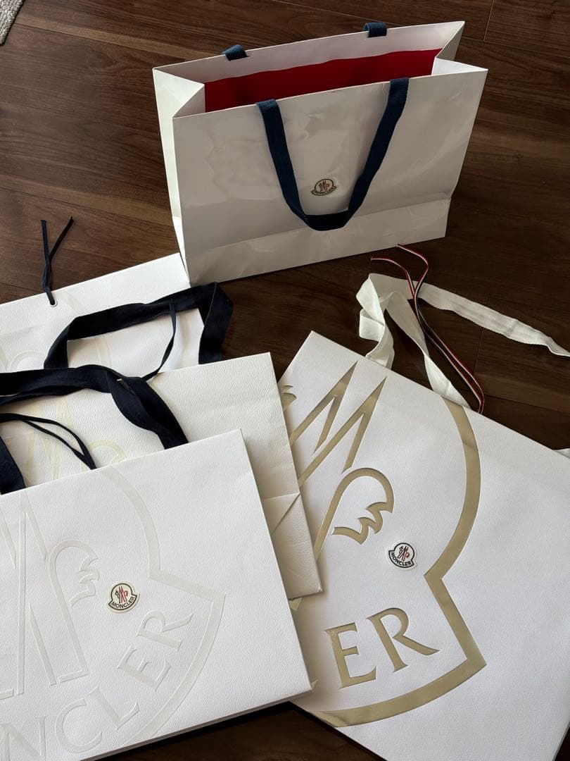 モンクレール ショッパー ショップ袋MONCLER ホワイト5枚セット 楽天