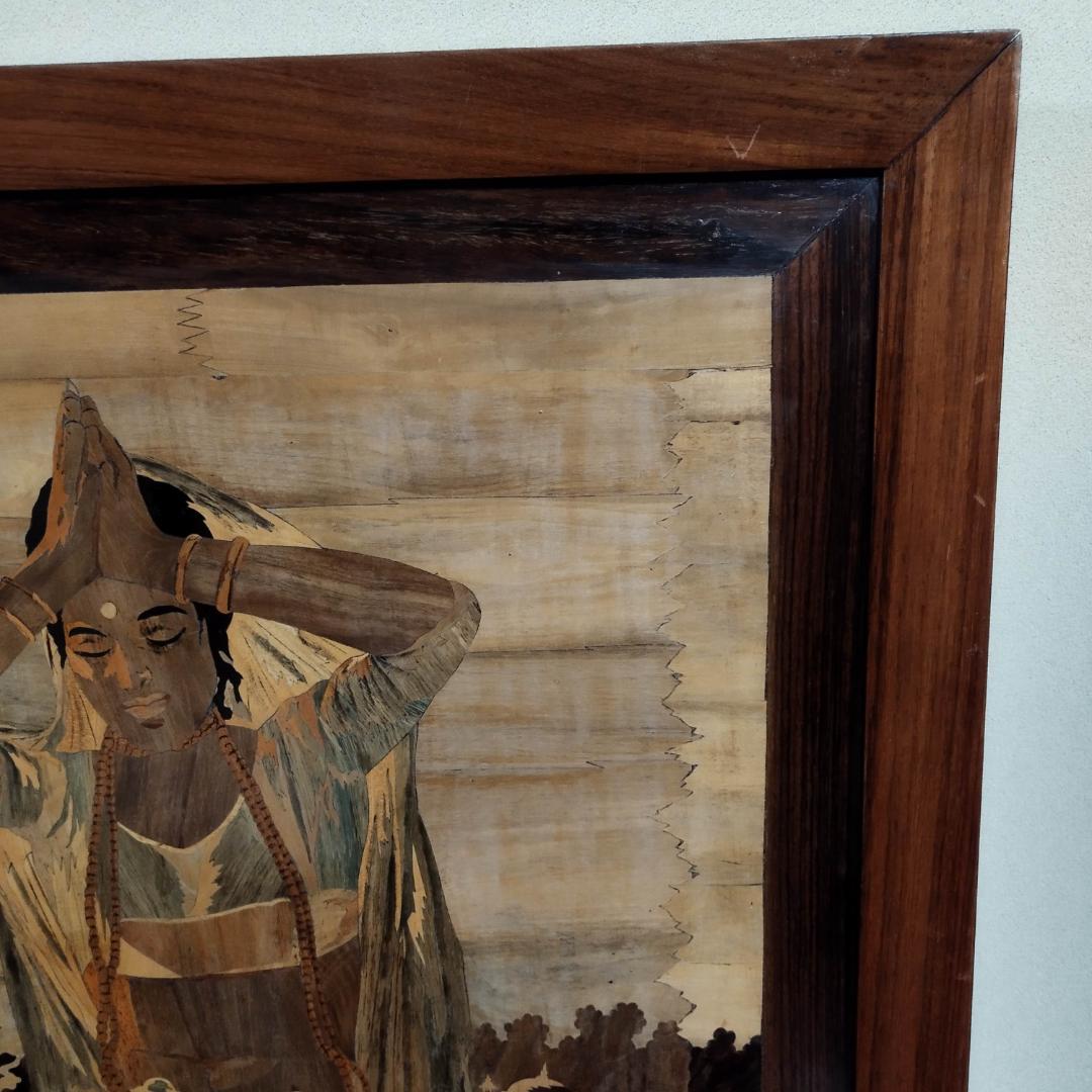 木象嵌木製絵画ビンテージ54年