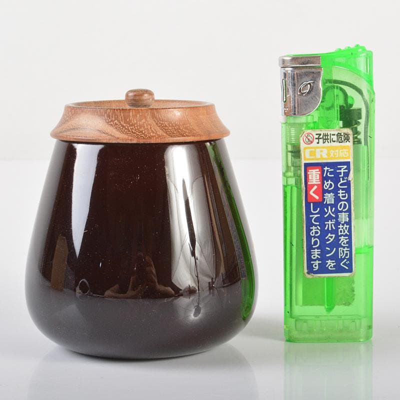 茶道具　山中塗　筑城筑良造　螺鈿装飾　虫絵　茄子茶器　共箱　V　R6405