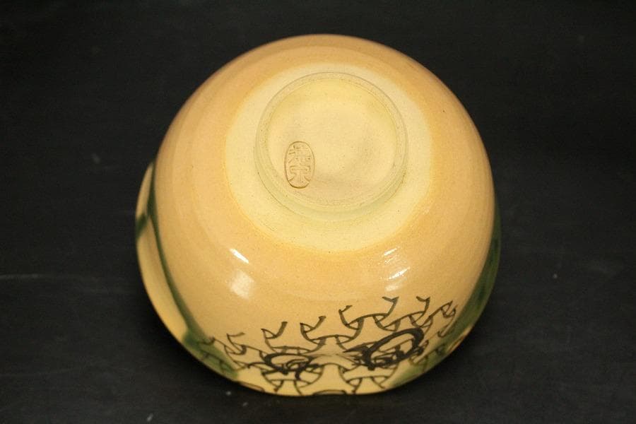 茶道具 京焼 紫翠窯 鈴絵茶碗 三代西村徳泉造 共箱 未使用(メ1551