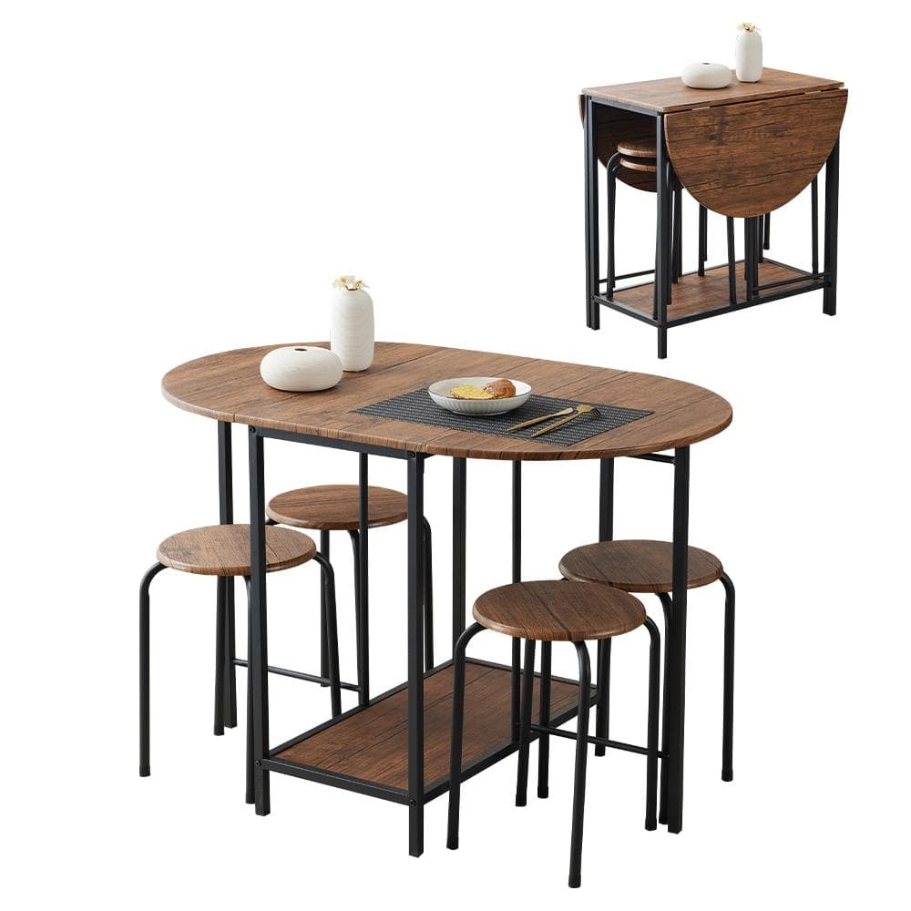 数量限定！4人用ダイニング 5点セット ダイニングテーブル　オシャレ　BROWN