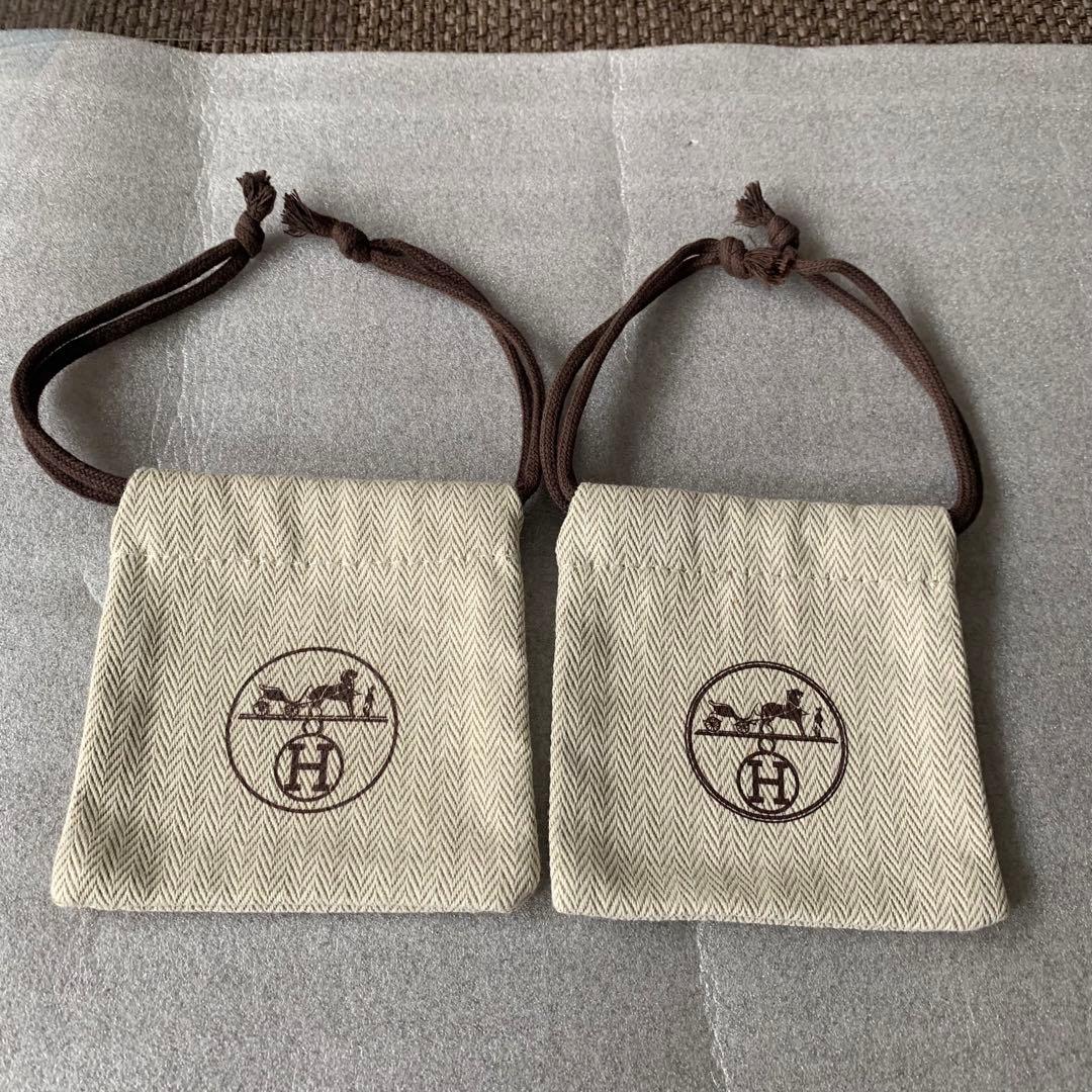 エルメス 巾着 保存袋 2枚 HERMES - エルメス 巾着袋 保存袋 2枚セットの