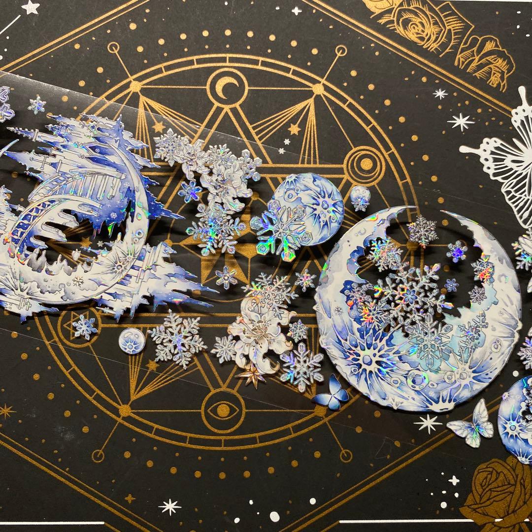 9316】海外 マステ 巻 貝殻光マスキングテープ 雪花 月装飾系