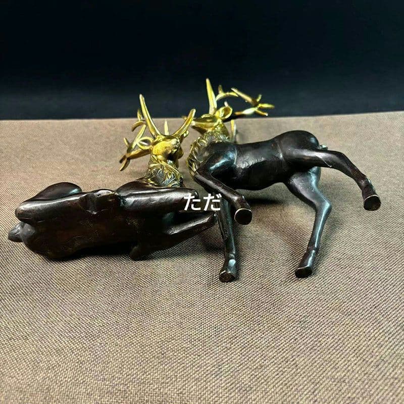 銅器 鹿 応接間 玄関 博古架 机 装飾品 工芸品 置物