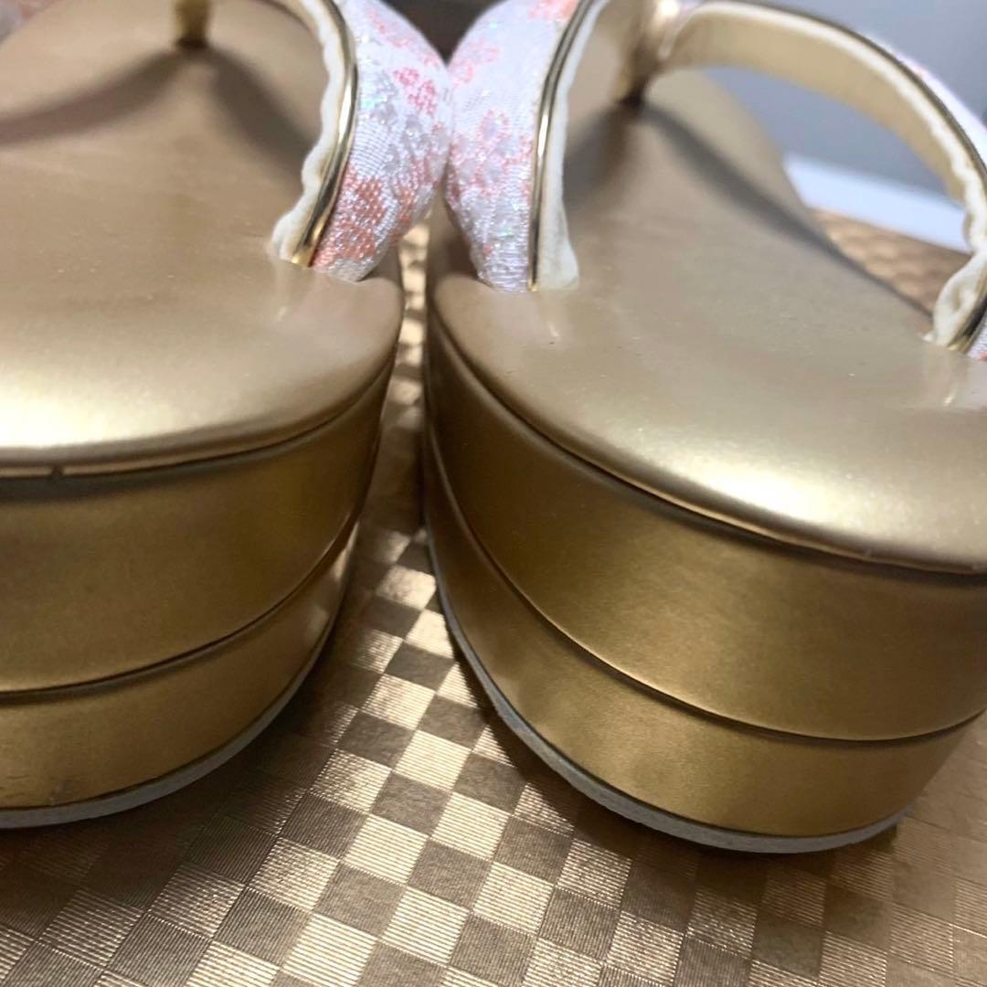 hamama ◆うさうさ233◆和装用バッグと草履のセット（ピンク・金色）