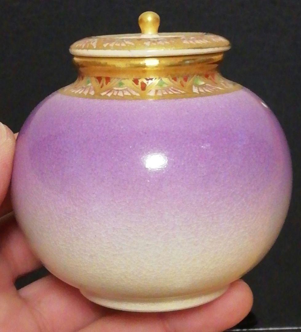 USER　新妻守作　江月窯　薩摩焼　花図　茶入　共箱　略歴付　茶道具