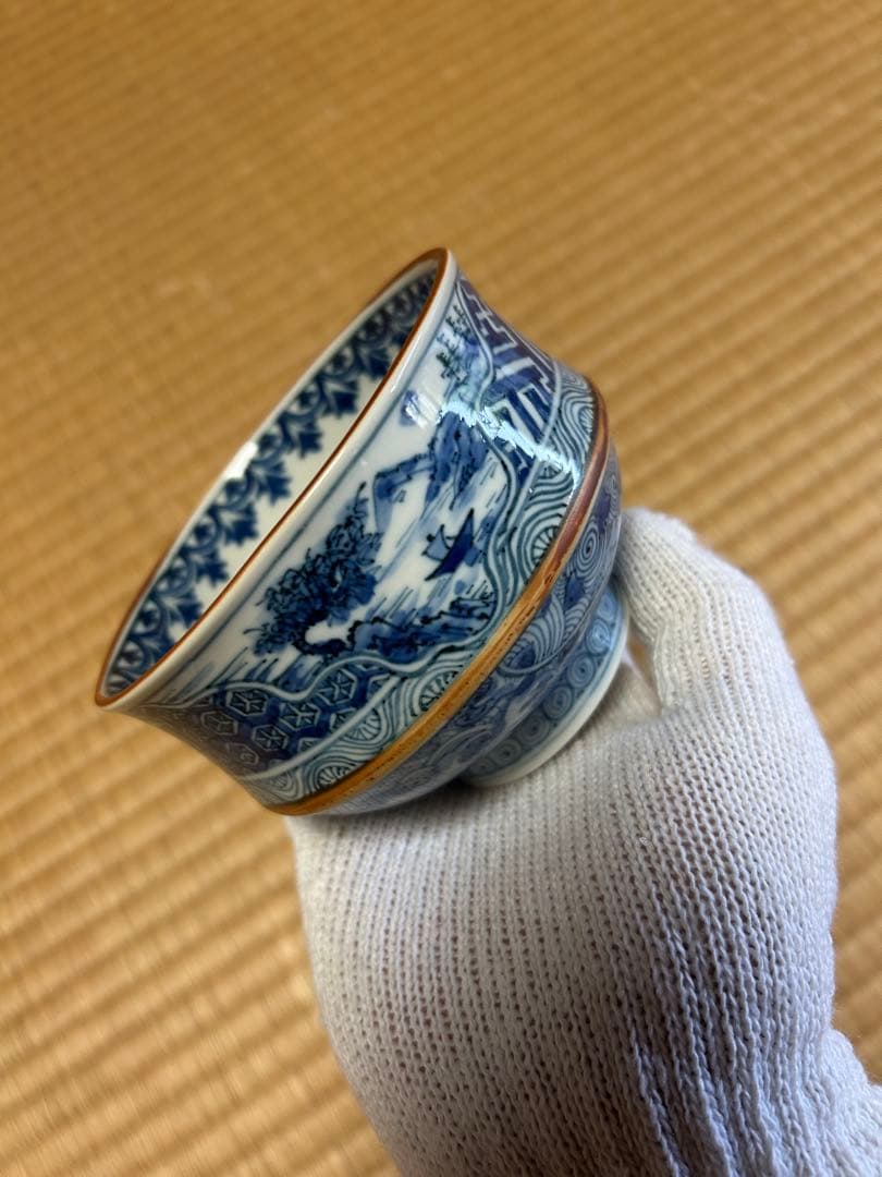 禅瑞 茶碗 三谷弘武】茶碗 茶道具 和食器 骨董 九谷焼 木箱 茶器 陶器 茶器