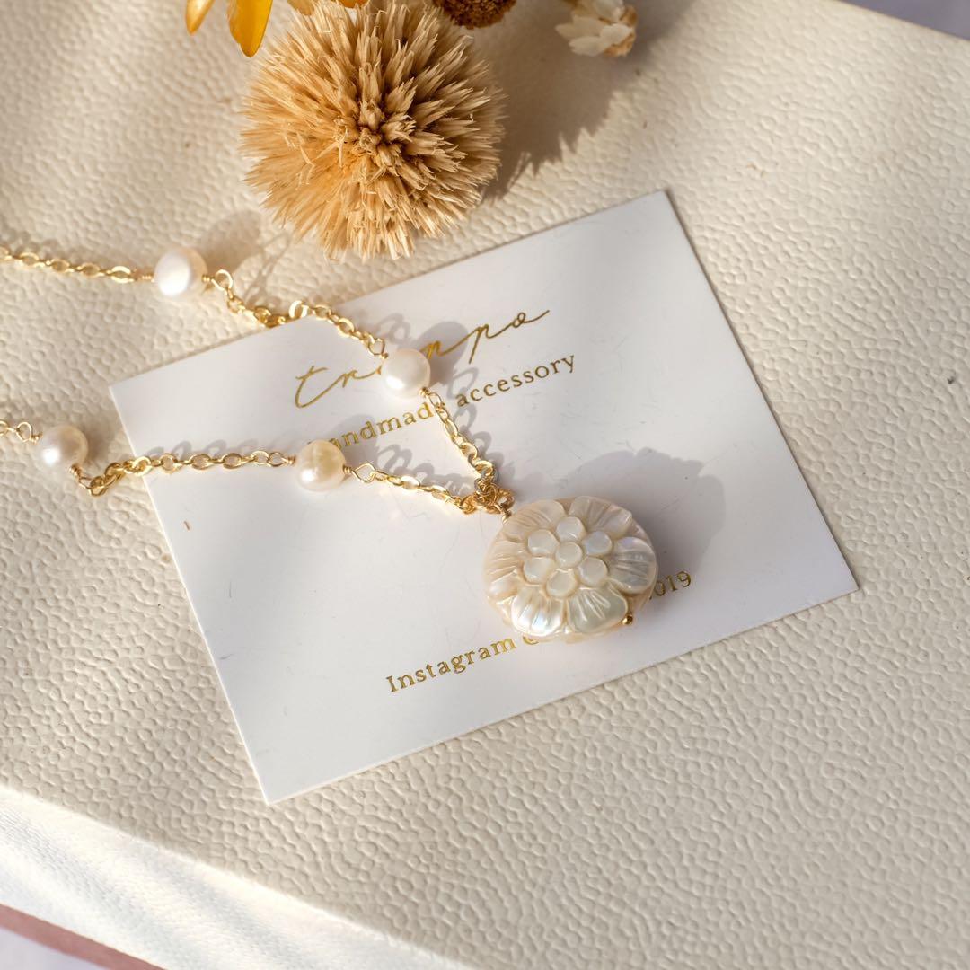 Gちゃん 様専用♦︎14kgf淡水パールフラワーカービングネックレス