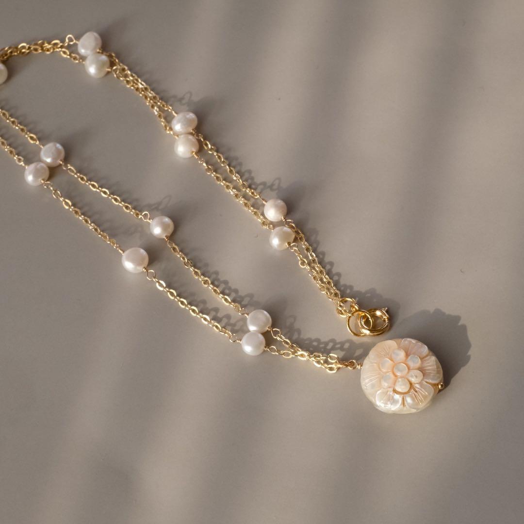 Gちゃん 様専用♦︎14kgf淡水パールフラワーカービングネックレス