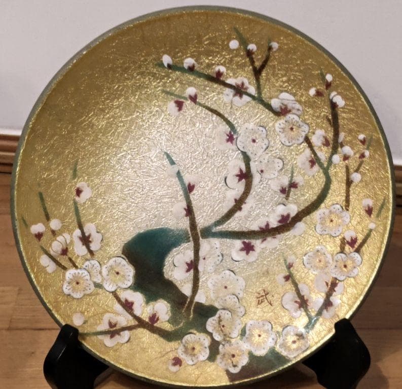 七宝焼き 銀彩 梅飾皿 金地梅 飾皿 - メルカリ