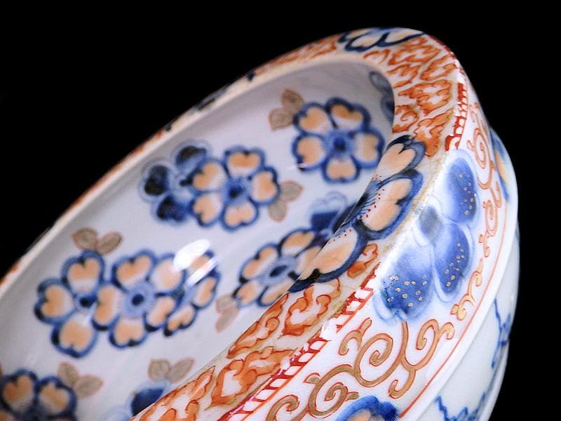 古伊万里 色絵 桜花紋の図 大深鉢 E637AS-fbns