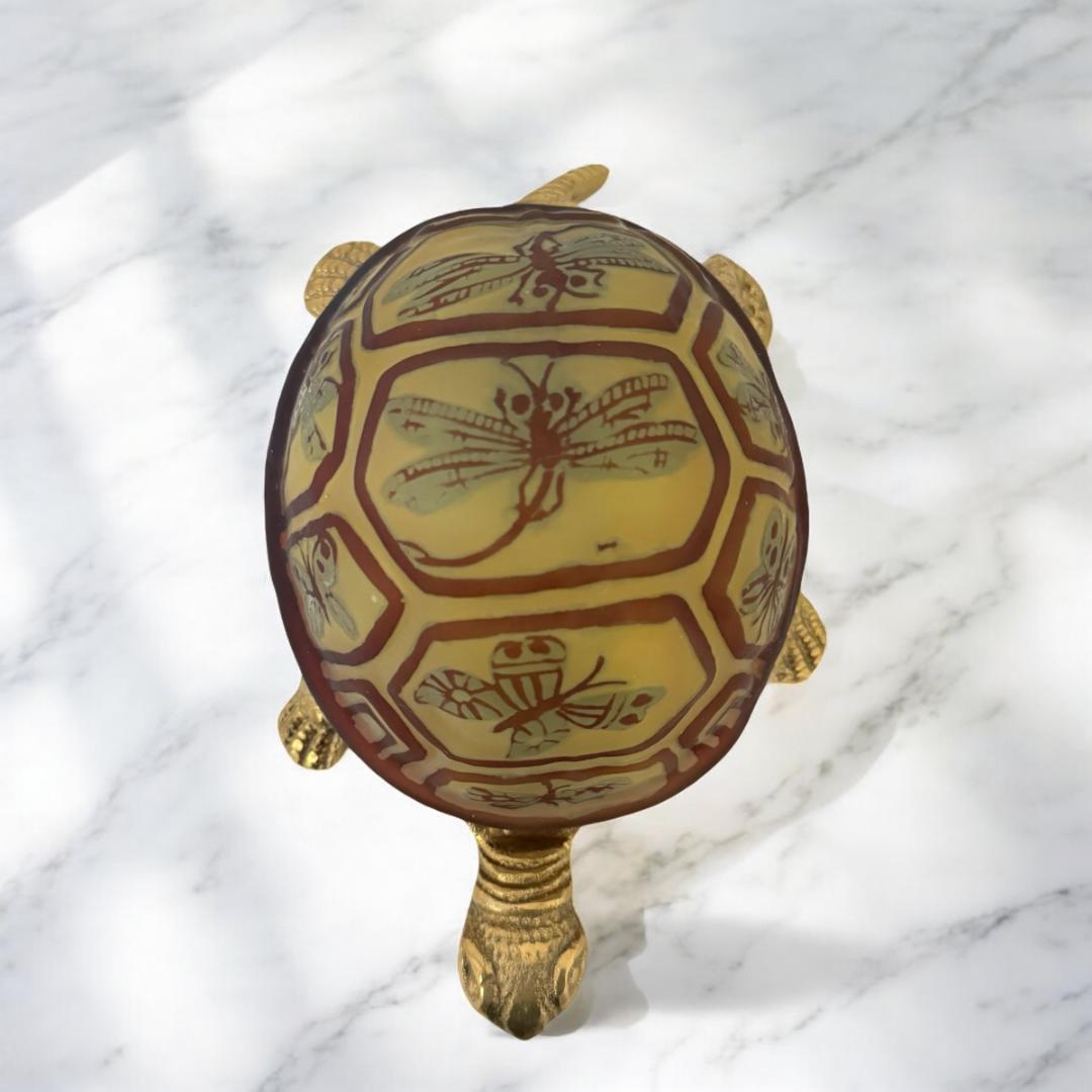 EmileGalle 高さ11㎝【証明書付属】ガレ復刻 亀モチーフ 小型ランプ