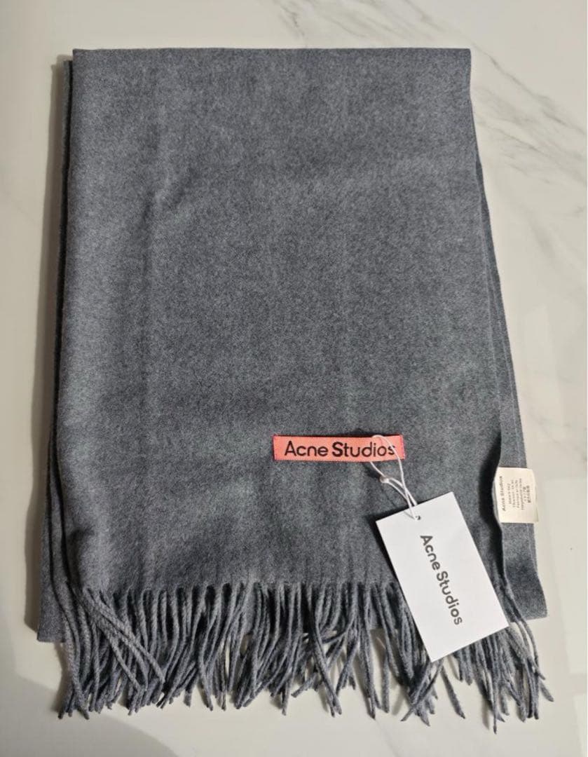 Acne Studios フリンジウールスカーフ マフラー グレー