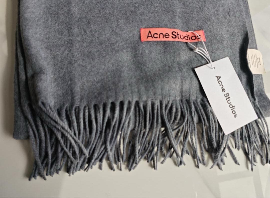 Acne Studios フリンジウールスカーフ マフラー グレー