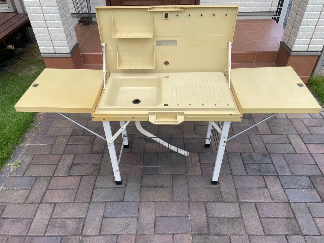 折りたたみ式キッチンテーブルシンク付き キッチン作業台 折りたたみできるキャスター付きバタフライテーブル