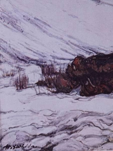 吉田博、【白馬鎗】、限定希少画版・大判コロタイプ、信州名画、新品