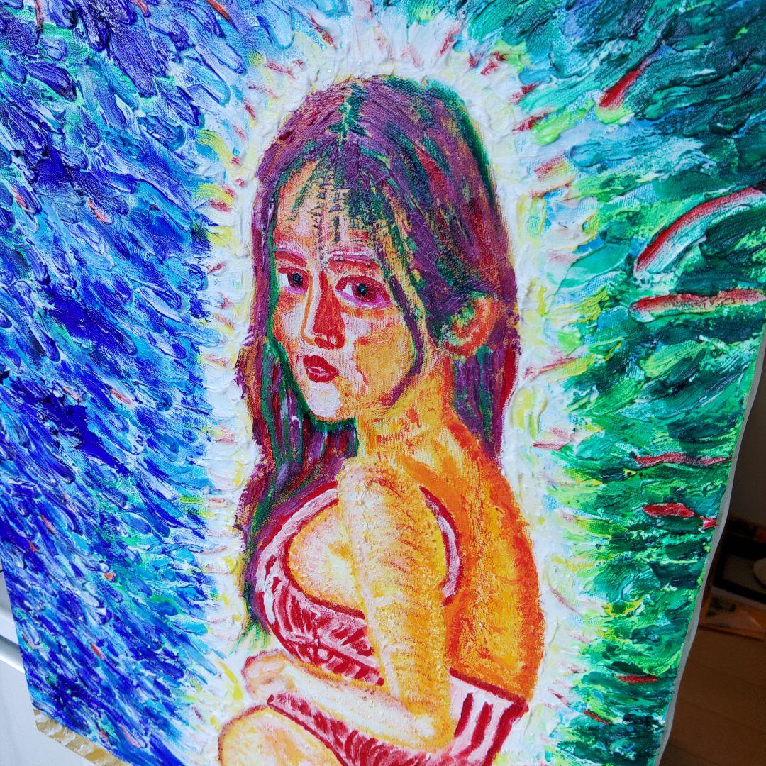 アクリル絵画 水着の女性　一点もの　幻想的