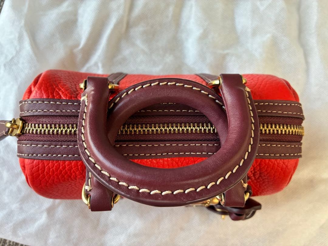 COACH オレンジ レザー ボストンハンドバッグ