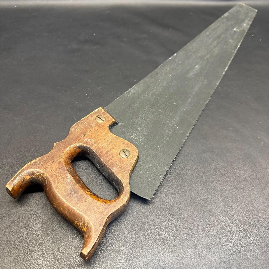 ♡Nc左1007 アンティーク 装飾用ノコギリ 風景画 木製 ヴィンテージ 角