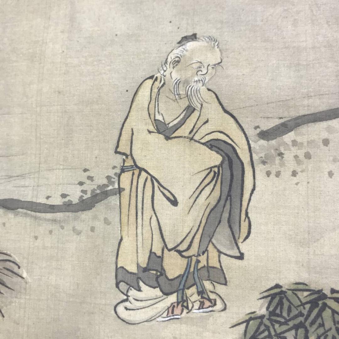 模写】谷文晁/太公望図/山水図/人物図/横物/掛軸/名家伝来/AD-207