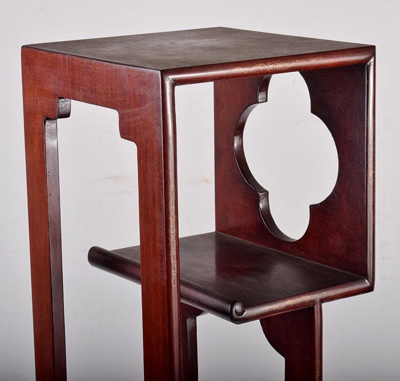 中国 唐木紅木製 銀線象嵌 茶棚 飾り棚 違い棚 D 3745B - メルカリ